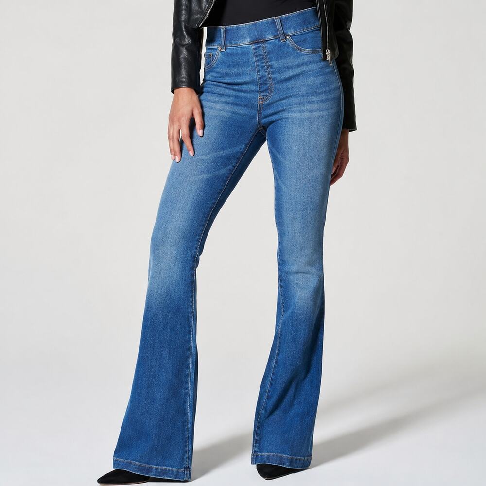 SPANX Flare Jeans Vintage Indigo XS NWT High Rise Pull On Shaping 20456R